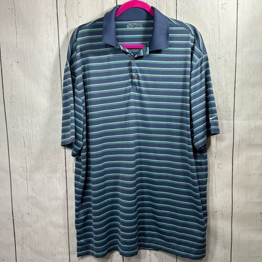 Nike Golf Mens Fit Dry Striped Short Sleeve Casual Summer Collared Polo Shirt